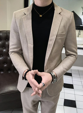 矮小西装套装修身秋季