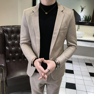 秋季矮小个子男修身西装套装礼服S号XS小码发型师呢料西服两件套S