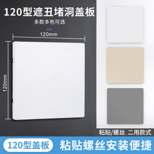 120型空白面板六位大白板挡洞暗盒装 120开关插座盲板灰 饰盖板120