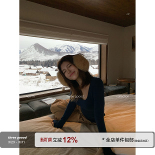 实穿修身 THREE 0感U领打底针织衫 面膜T 内搭显瘦上衣 GOOOD殷三吉