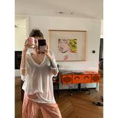 V领宽松破洞设计人棉短袖 THREE GOOOD殷三吉 T恤简约百搭上衣