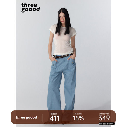 THREEGOOOD极简直筒多口袋裤