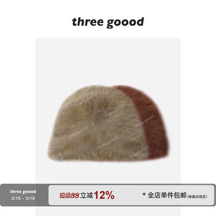 THREE GOOOD殷三吉 浣熊毛绒帽子软糯毛茸茸时髦保暖冷帽包头帽