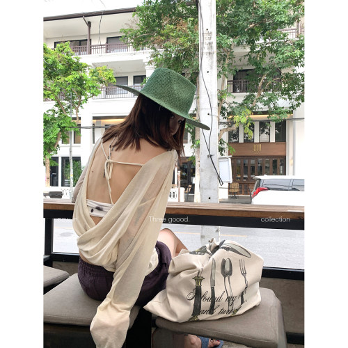 THREEGOOOD亚麻交叉后背打底衫