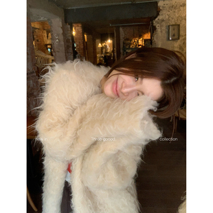 开衫 毛茸茸手工羊毛拉毛长款 慵懒氛围 GOOOD殷三吉 THREE