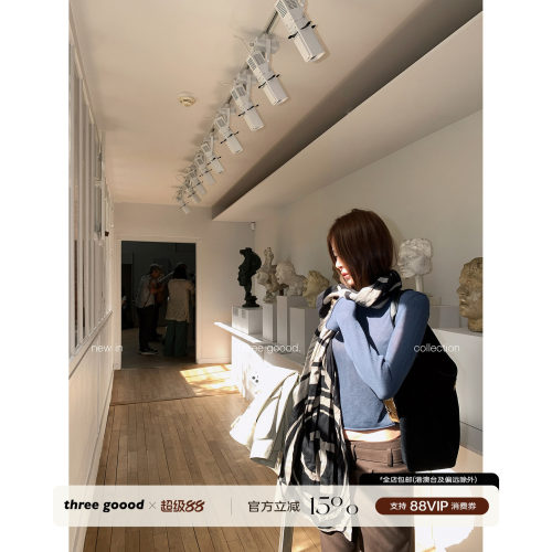 THREEGOOOD一字肩短款针织衫