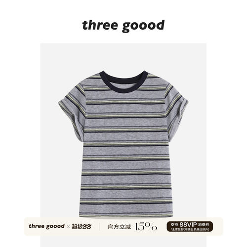THREEGOOOD殷三吉条纹T恤