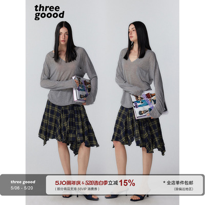 THREEGOOOD衬衫绑带半身裙