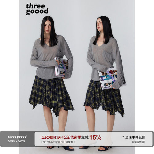 THREEGOOOD衬衫绑带半身裙