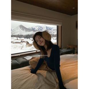 实穿修身 THREE 0感U领打底针织衫 面膜T 内搭显瘦上衣 GOOOD殷三吉