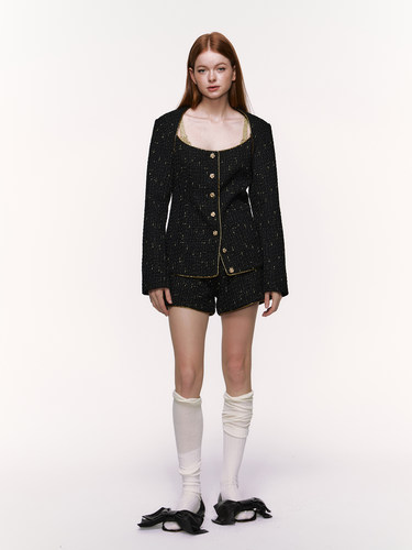 THREE GOOOD殷三吉D 落日熔金时髦气质款优雅风小香外套 SW231090