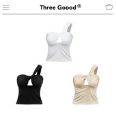 THREE GOOOD殷三吉OD单肩带辣妹不对称设计感泳衣背心 ST230009