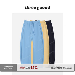 GOOOD殷三吉 女冬季 美式 宽松休闲卫裤 垂感加绒加厚弯刀裤 THREE