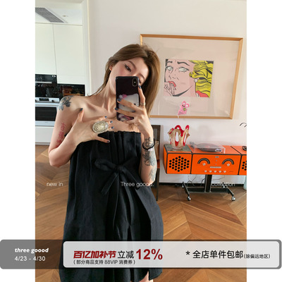 THREE GOOOD殷三吉 本期si服抹胸礼服连衣裙绵羊毛女时髦洋气裙子