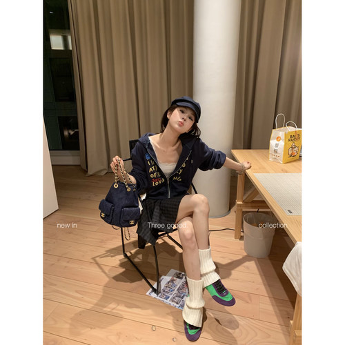 THREEGOOOD字母拉链卫衣女