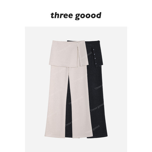 THREEGOOOD殷三吉摇粒绒直筒裤