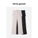 THREE 女冬季 GOOOD殷三吉 屁帘加厚摇粒绒直筒两件套加绒休闲长裤