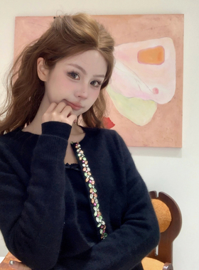 THREE GOOOD殷三吉 钉钻花边针织开衫DZZ240030