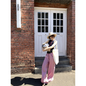 宽松慵懒直筒休闲遛弯裤 THREE 粉条纹 一眼心动 GOOOD殷三吉