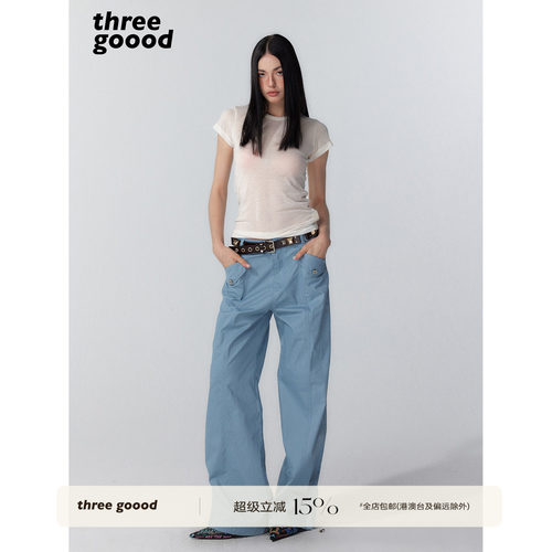 THREEGOOOD极简直筒多口袋裤