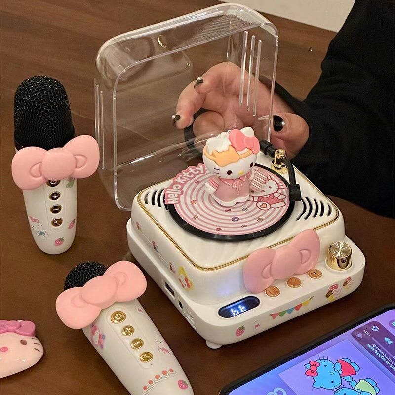 hellokitty唱片机蓝牙音箱可爱KT猫麦克风唱歌音响生日礼物女生