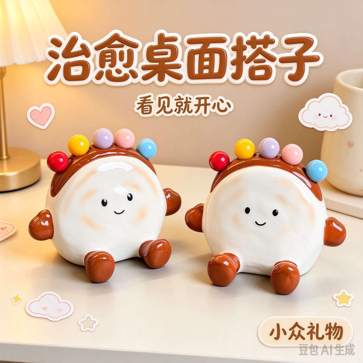 可爱肉夹馍水果叉套装陶瓷收纳罐 家用甜品小叉子创意桌面摆件