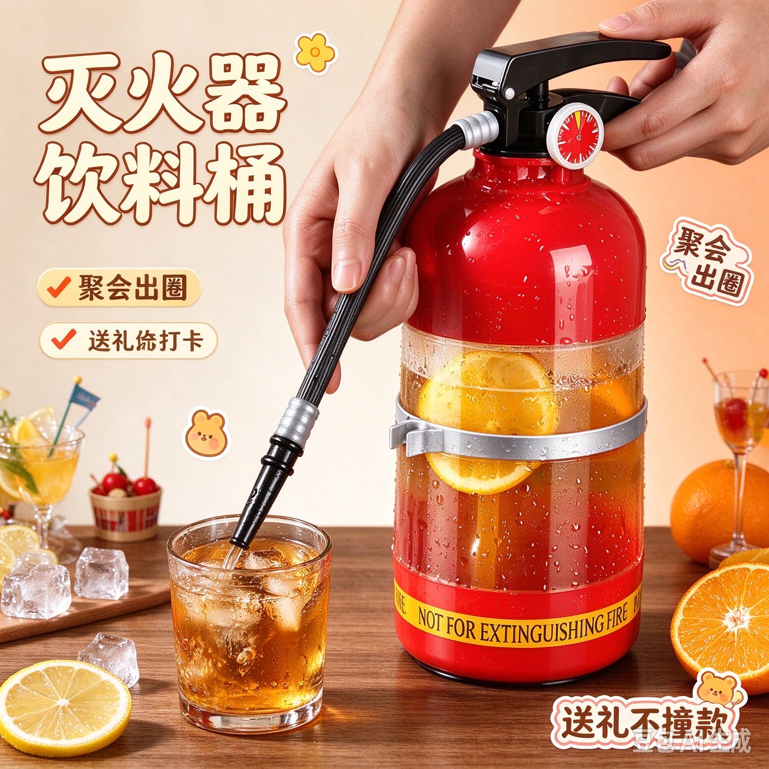 网红灭火器饮料桶 创意小众礼物 闺蜜聚会拍照氛围感分酒器