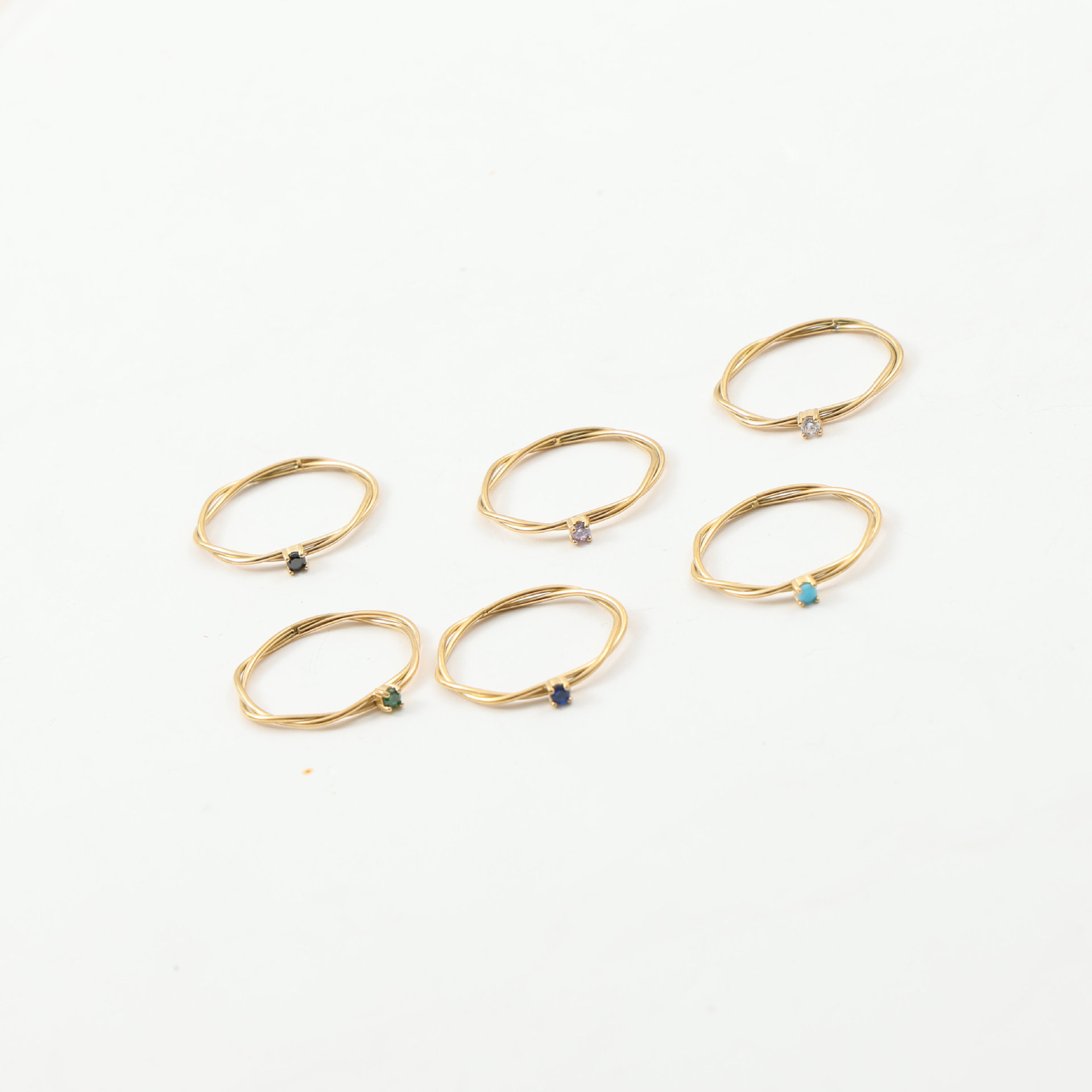 中国风时尚细款百搭小巧钛钢镀金镶钻戒指指环简约气质博主款INS