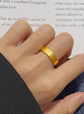 钛钢拉丝复古哑光戒指