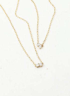 2024新款时尚百搭小巧锆石镶钻钛钢镀18K金项链锁骨链气质女礼物