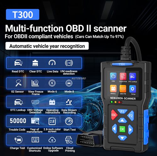 跨境 JDiag T300 T300PRO 汽车故障诊断仪 OBD2电池电瓶扫描仪