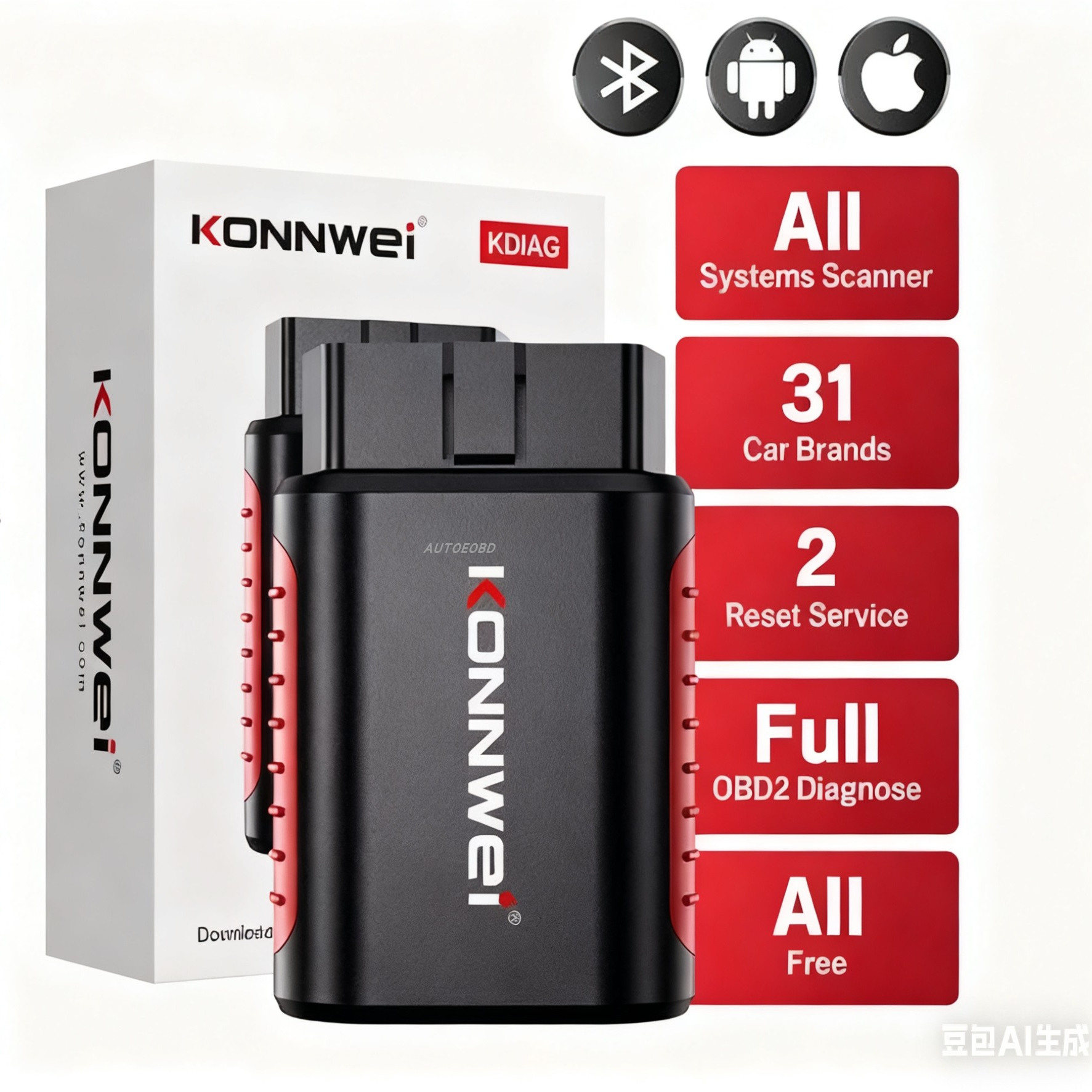 Konnwei KDIAG OBD2 Full system diagnostic Tool for ABS SRS