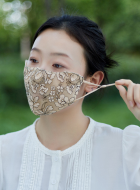 蕾丝口罩护脸遮阳网纱女士夏季薄款冰丝透气挂耳防护面罩脸罩春秋