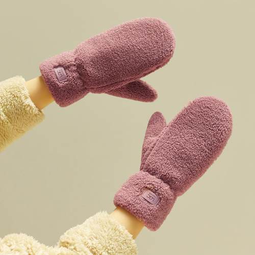 冬季手套女加厚保暖纯色毛绒加厚可爱学生骑车防寒冬天包指手闷子