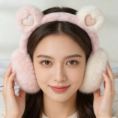秋冬防冻可爱毛绒保暖耳罩耳套耳捂护耳朵冬天折叠防寒爱心女