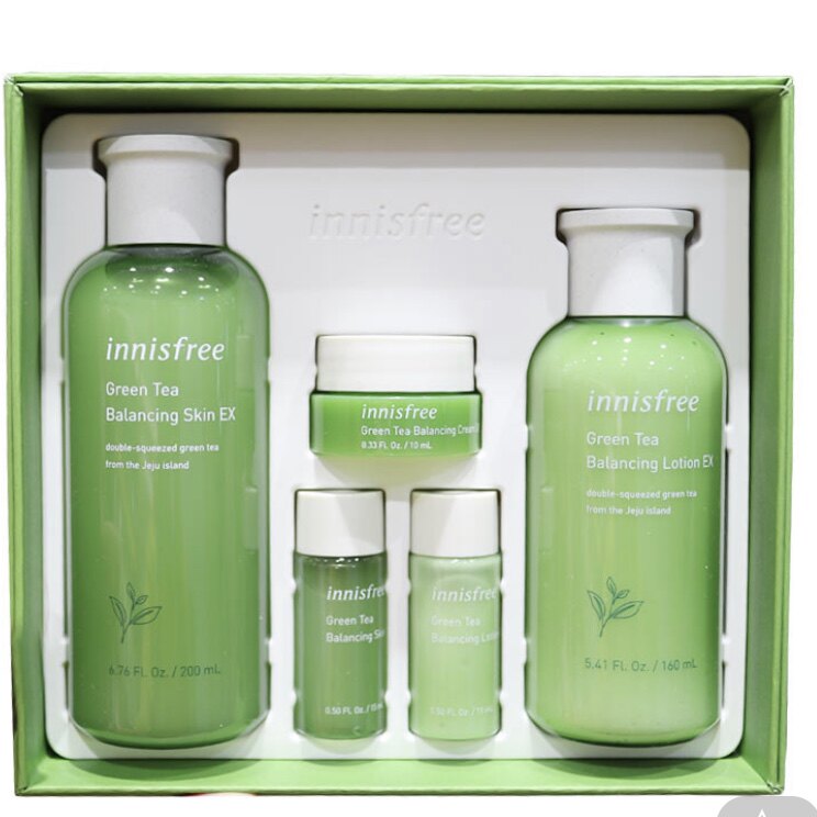 韩国 innisfree悦诗风吟绿茶补水保湿爽肤水精华水乳套装平衡