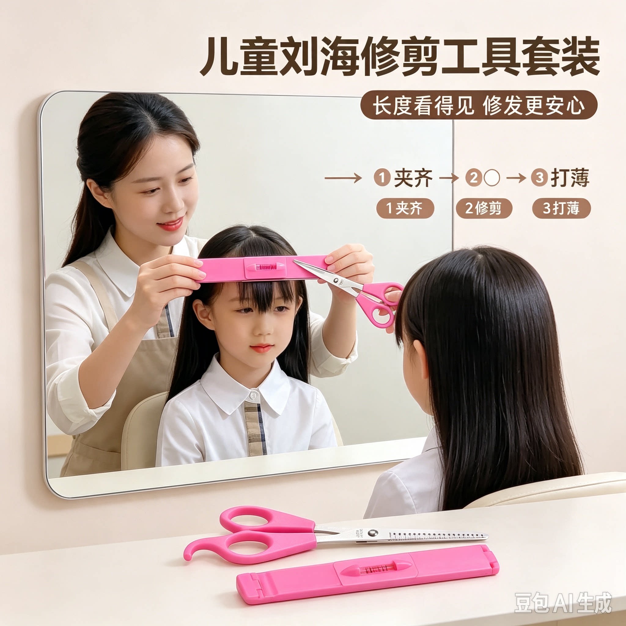 儿童刘海剪刀套装安全家用自己剪头发神器宝宝美发剪平牙剪发工具
