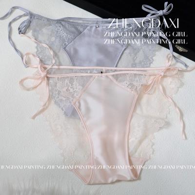 法式性感绑带日系缎面低腰内裤
