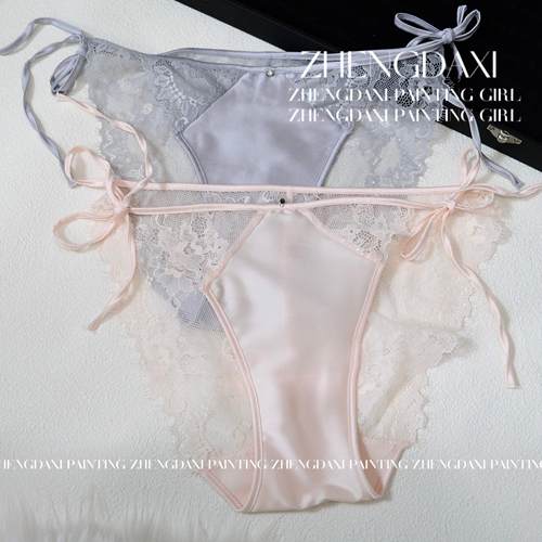 法式性感绑带日系缎面低腰内裤