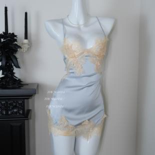 郑大嘻~甜欲恋人 性感睡衣女镂空蕾丝高级感法式纯欲吊带睡裙露背