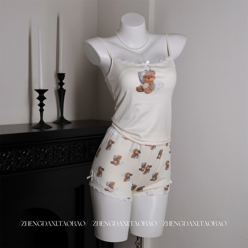 甜美纯欲带胸垫睡衣女夏新款