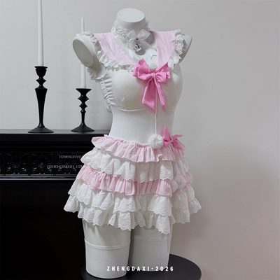 甜美可爱风粉色洛丽塔蛋糕裙