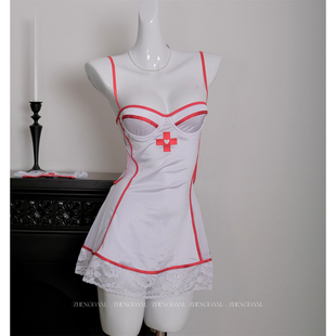 郑大嘻 甜心护士 护士制服纯欲露腰吊带睡裙性感睡衣女甜美可爱