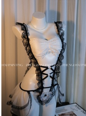 Painting girl 性感睡衣蕾丝内衣镂空连体衣服性感cos女佣制服装
