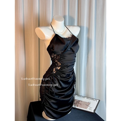 郑大嘻~夏日邂逅·大码性感女睡衣可掀褶皱纯欲风吊带冰丝睡裙