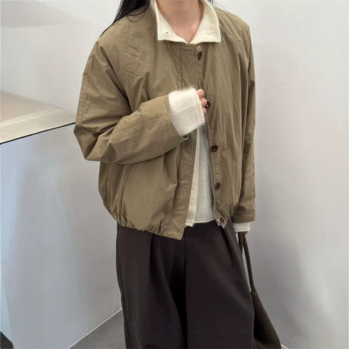 6UP韩系秋冬圆领夹棉外套女13行新款韩系极简慵懒拿货61185