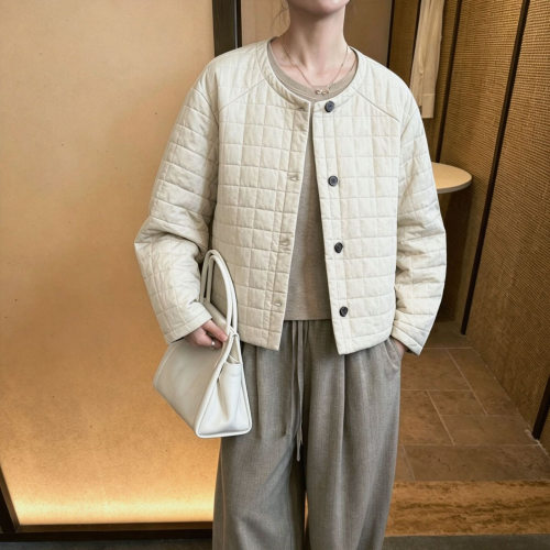6UP韩系秋冬圆领棉服外套女13行新款韩系极简慵懒穿搭高级感61507