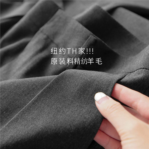 TH家！柜上2.5k+ 简约西裤羊毛西装裤阔腿裤女春秋灰色大牌裤子