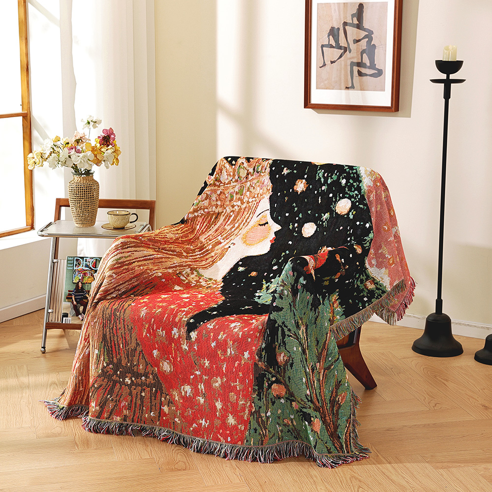 时尚轻奢风红衣女王单人沙发巾沙发毯防尘布装饰布盖巾露营毯盖布