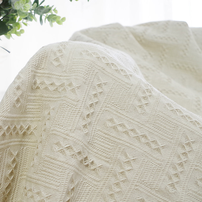 简约现代纯色格子沙发套莫兰迪活性染色纯色沙发巾全盖沙发毯网i.